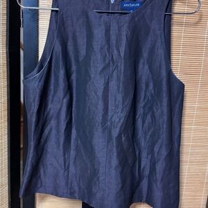 Vintage Ann Taylor Brown Sleeveless Shell Top Ramie Rayon Blend - 14